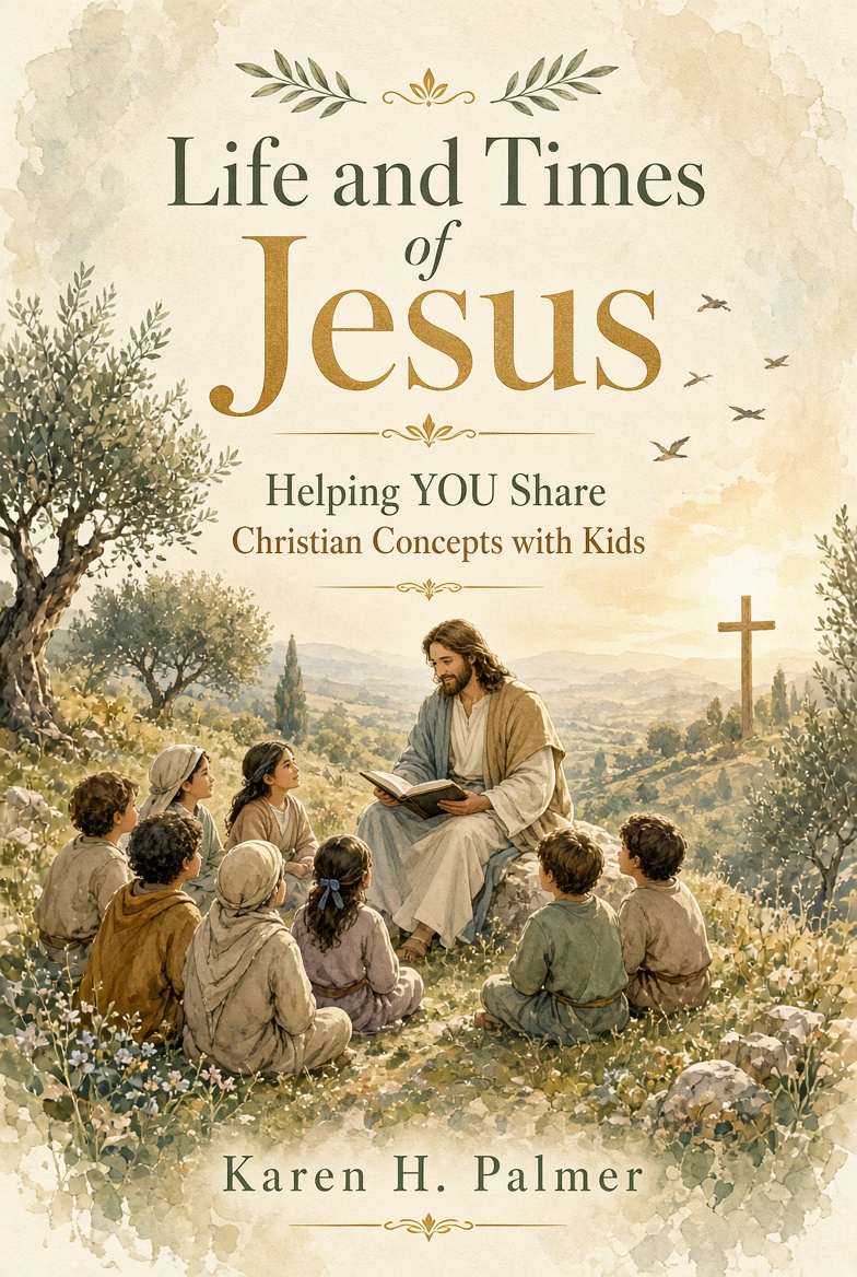 Book cover for Life and Times of Jesus by Karen H. Palmer, with the tagline Helping YOU Share Christian Concepts with Kids